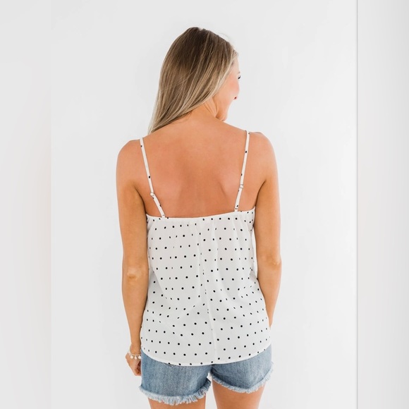 Polka Dot Scallop Tank Top- Off
White & Black - Picture 4 of 8